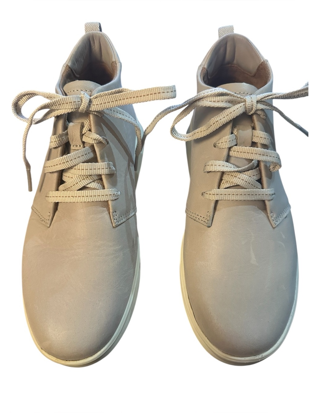 OluKai Wao Leather Lace-Up Ankle Boots gray/ light Tan 7.5